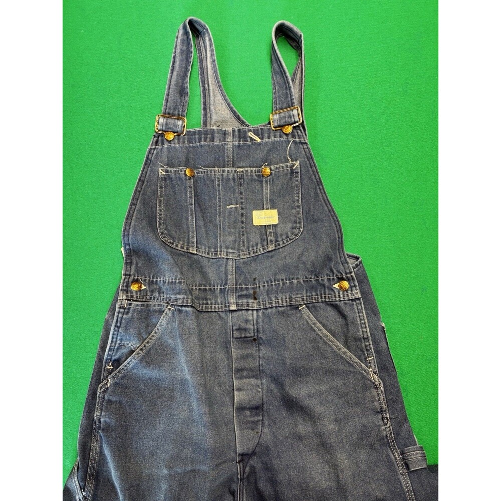 Vintage Sears Tradewear Bib Overalls 34x32 USA Union Made Denim Carpenter Work